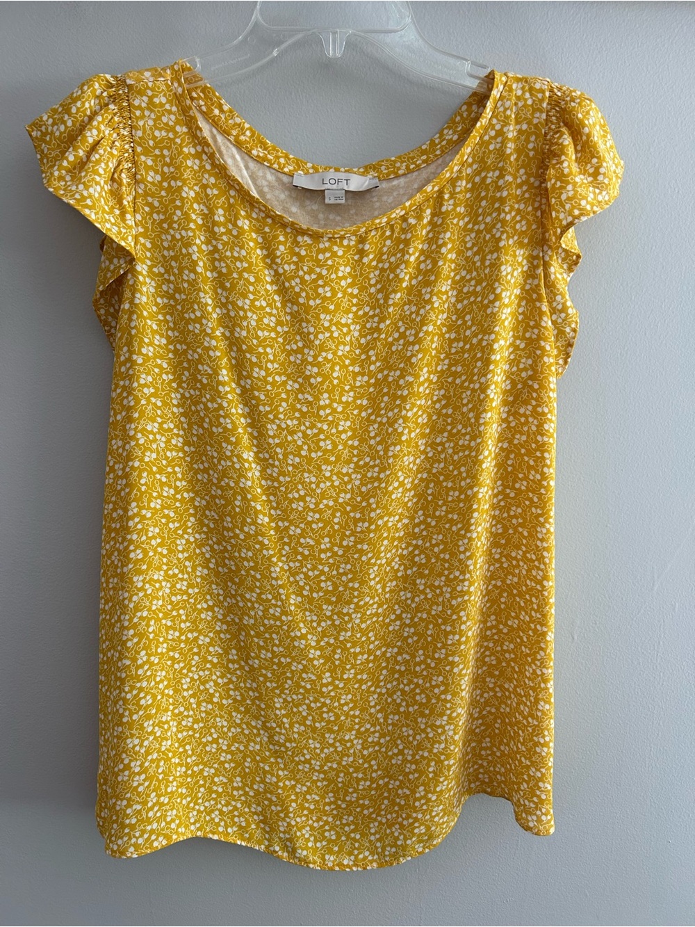 Loft, Yellow, Floral Top, Size Small